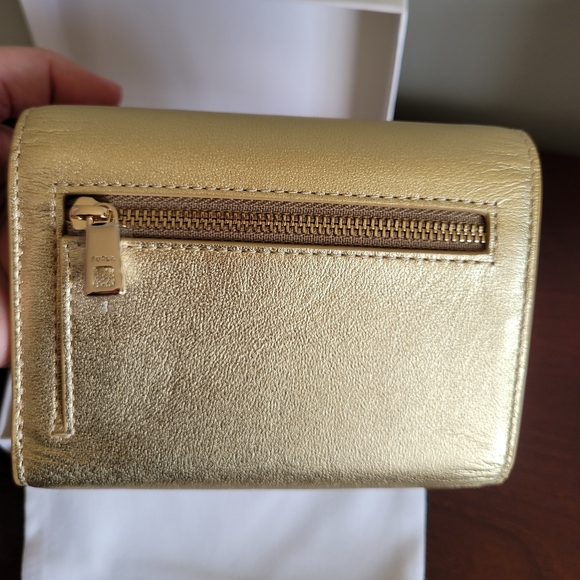 Furla Gold Leather Wallet, 5"L x 3"H x 1" D. - Picture 3 of 4